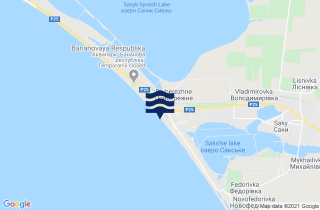 Mapa da tábua de marés em Okhotnikovo, Ukraine