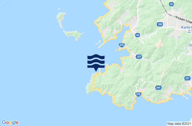 Mapa da tábua de marés em Okuchi Wan, Japan
