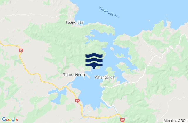 Mapa da tábua de marés em Okura Bay, New Zealand