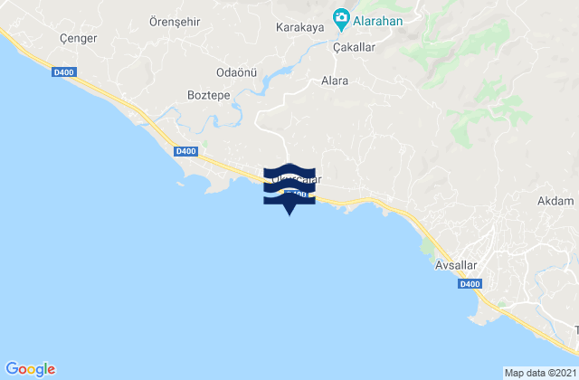 Mapa da tábua de marés em Okurcalar, Turkey