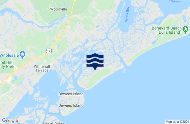 Mapa da tábua de marés em Old Capers Landing (Capers Island), United States