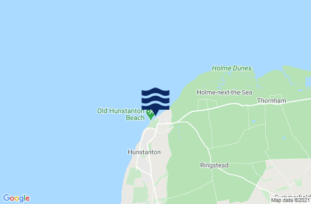 Mapa da tábua de marés em Old Hunstanton Beach, United Kingdom