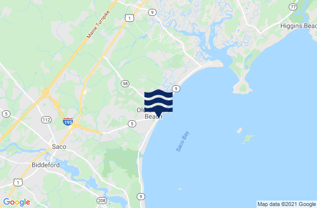 Mapa da tábua de marés em Old Orchard Beach, United States