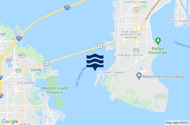 Mapa da tábua de marés em Old Tampa Bay Entrance (Port Tampa), United States