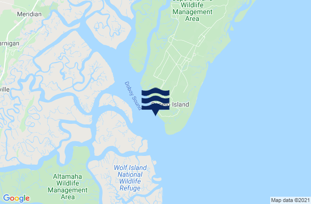 Mapa da tábua de marés em Old Tower (Sapelo Island), United States