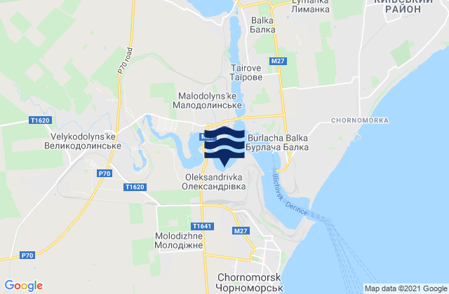 Mapa da tábua de marés em Oleksandrivka, Ukraine