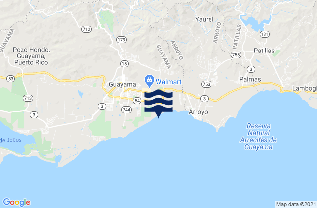 Mapa da tábua de marés em Olimpo, Puerto Rico