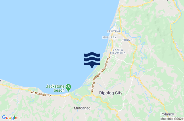 Mapa da tábua de marés em Olingan, Philippines