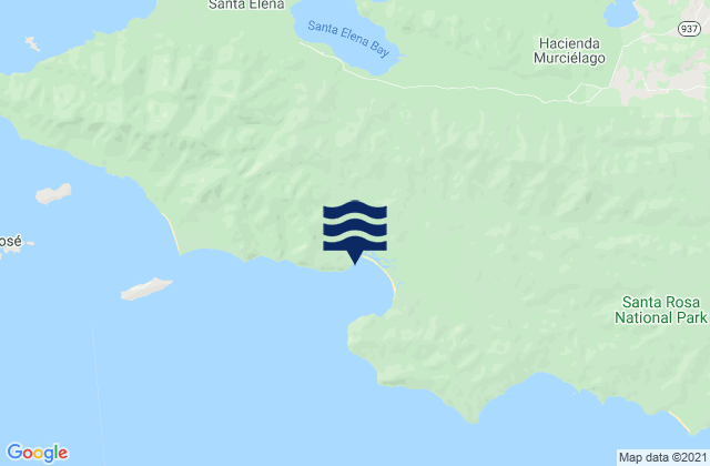 Mapa da tábua de marés em Ollies Point (Potrero Grande), Costa Rica