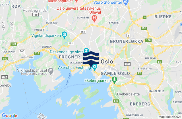Mapa da tábua de marés em Olso, Norway