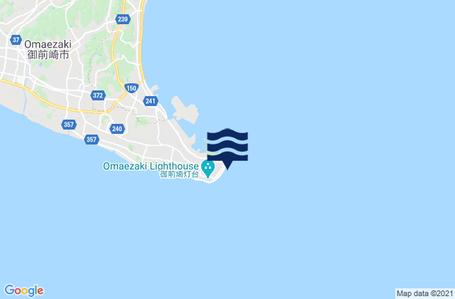 Mapa da tábua de marés em Omae Saki, Japan