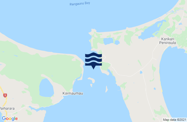 Mapa da tábua de marés em Omaia Island, New Zealand