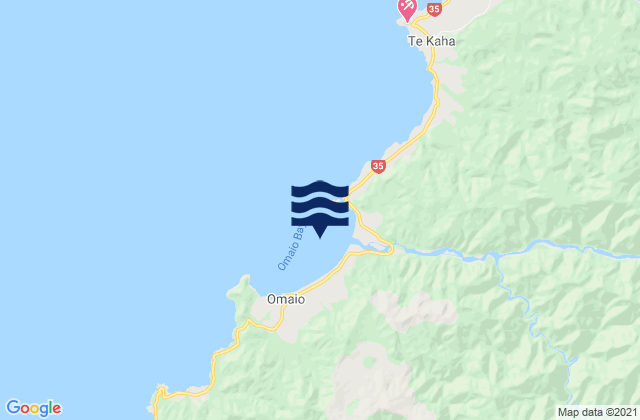 Mapa da tábua de marés em Omaio Bay (Motunui Island), New Zealand