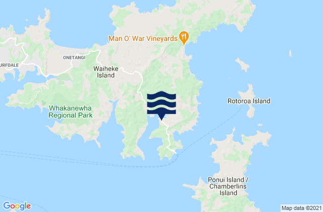 Mapa da tábua de marés em Omaru Bay, New Zealand