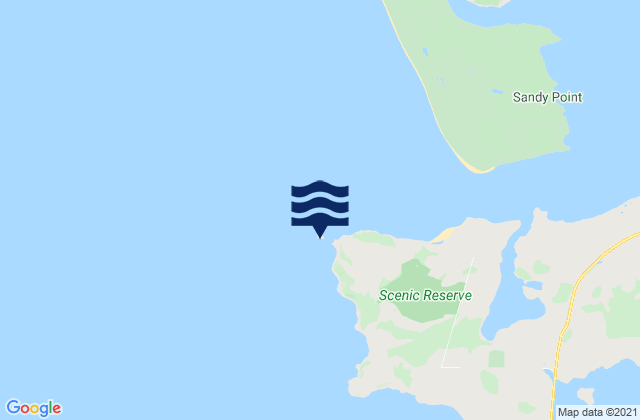 Mapa da tábua de marés em Omaui Island, New Zealand