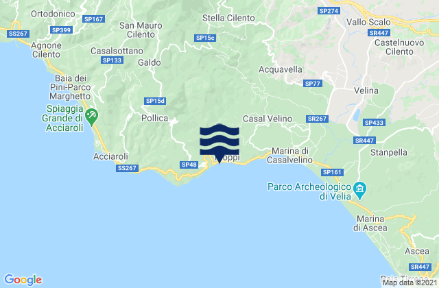 Mapa da tábua de marés em Omignano, Italy