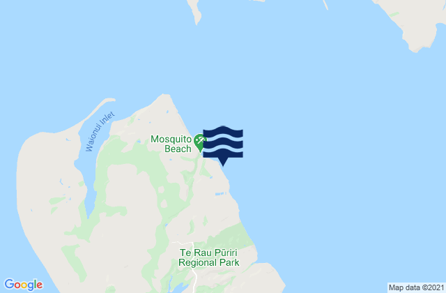 Mapa da tábua de marés em Omokoiti Bay, New Zealand