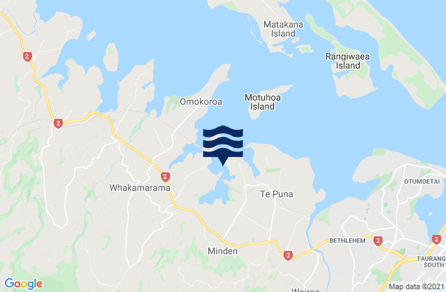 Mapa da tábua de marés em Omokoroa Beach, New Zealand