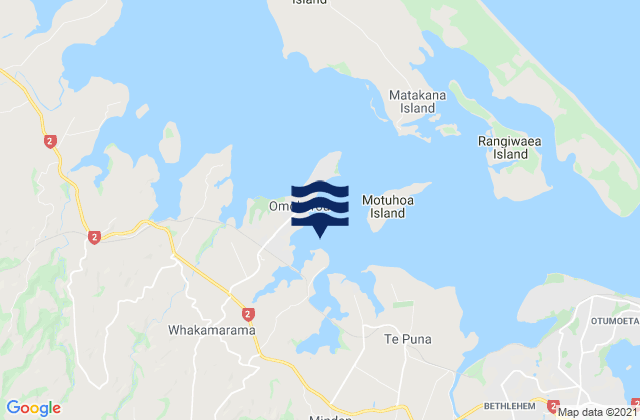 Mapa da tábua de marés em Omokoroa, New Zealand