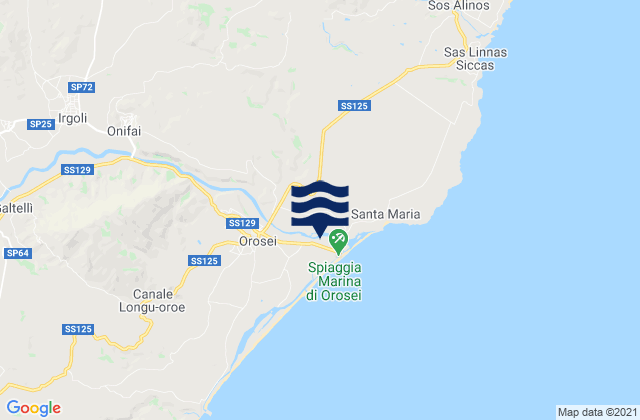 Mapa da tábua de marés em Onifai, Italy
