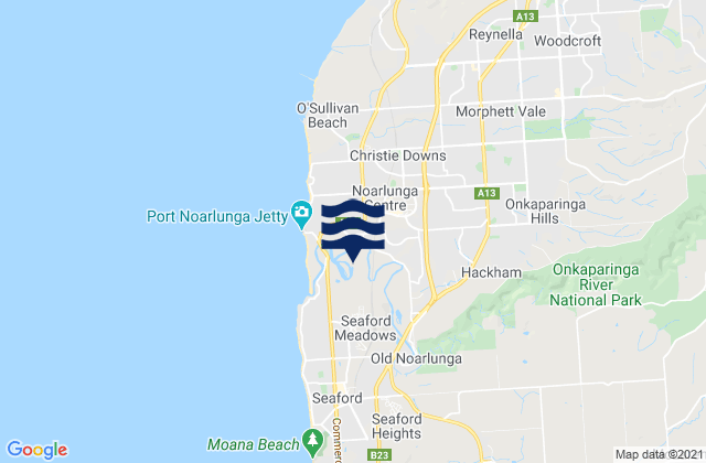 Mapa da tábua de marés em Onkaparinga, Australia