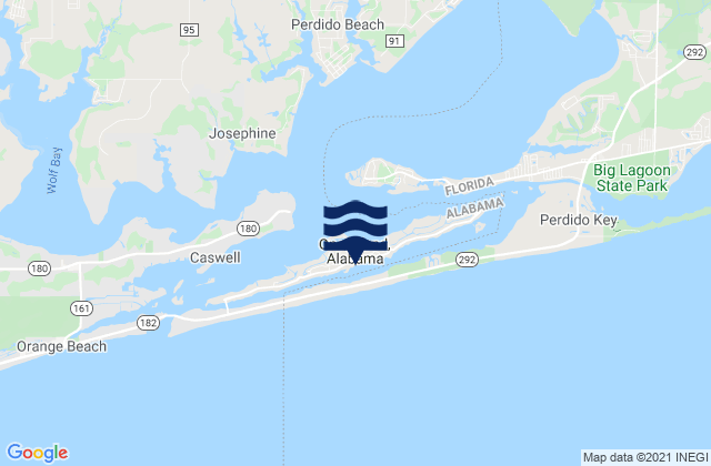 Mapa da tábua de marés em Ono Island, United States