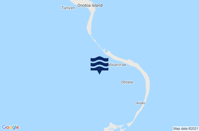 Mapa da tábua de marés em Onotoa, Kiribati