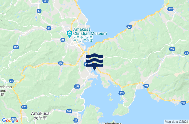 Mapa da tábua de marés em Oomon, Japan