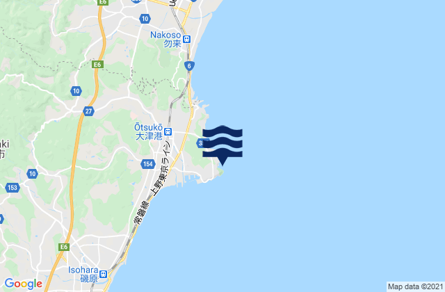 Mapa da tábua de marés em Ootu, Japan
