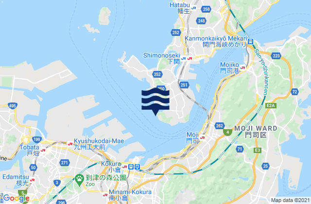 Mapa da tábua de marés em Ooyamanohana, Japan