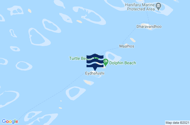 Mapa da tábua de marés em Open Stage, Maldives