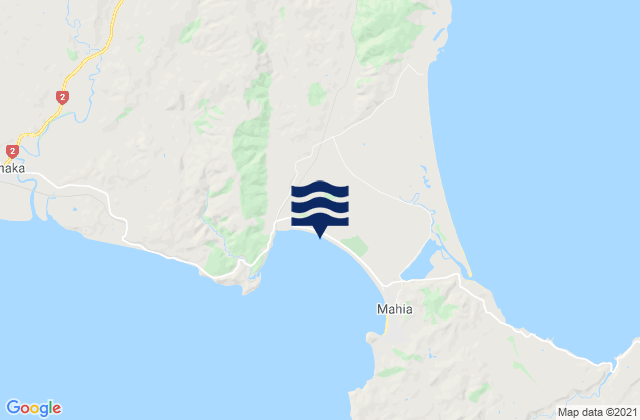 Mapa da tábua de marés em Opoutama Beach, New Zealand