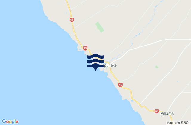 Mapa da tábua de marés em Opunake Bay, New Zealand