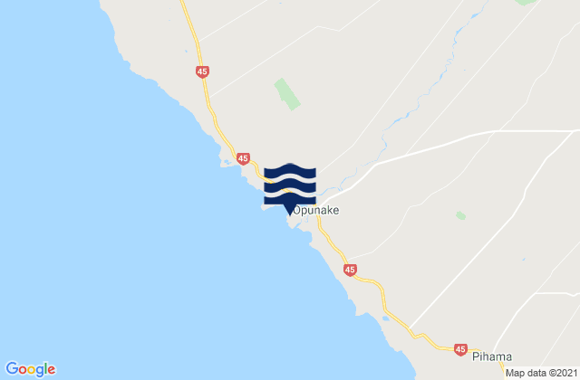 Mapa da tábua de marés em Opunake, New Zealand