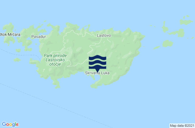 Mapa da tábua de marés em Općina Lastovo, Croatia