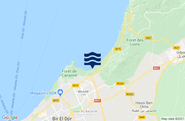 Mapa da tábua de marés em Oran, Algeria