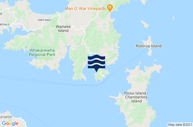 Mapa da tábua de marés em Orapiu Bay, New Zealand