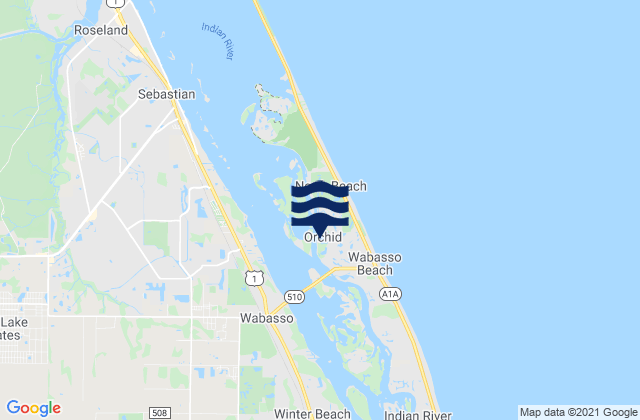 Mapa da tábua de marés em Orchid, United States