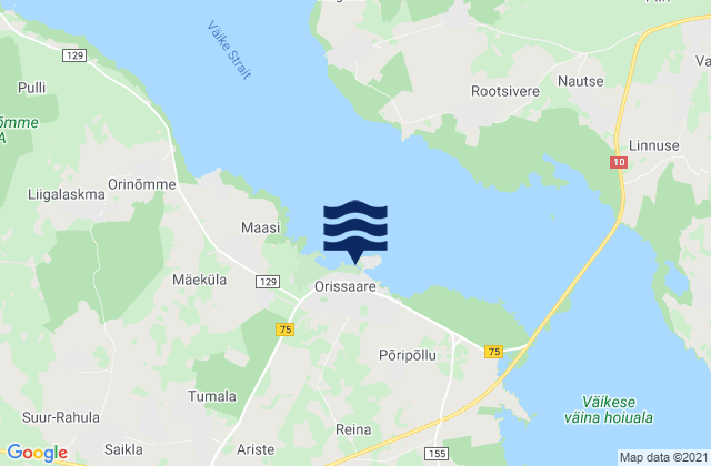 Mapa da tábua de marés em Orissaare, Estonia