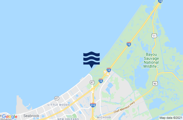 Mapa da tábua de marés em Orleans Parish, United States