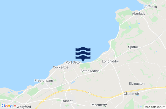 Mapa da tábua de marés em Ormiston, United Kingdom