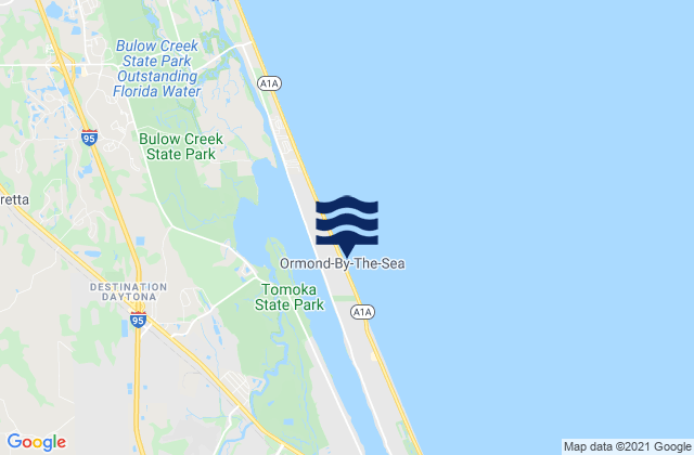 Mapa da tábua de marés em Ormond-by-the-Sea, United States
