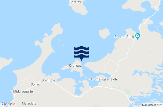 Mapa da tábua de marés em Oronsay, United Kingdom
