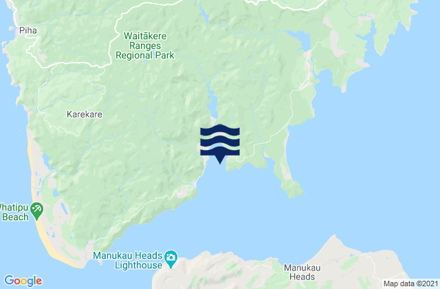 Mapa da tábua de marés em Orpheus Bay, New Zealand