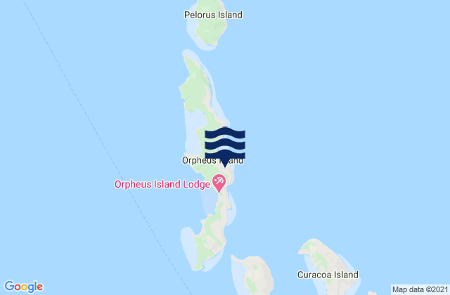 Mapa da tábua de marés em Orpheus Island, Australia