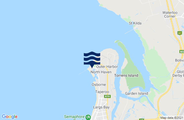 Mapa da tábua de marés em Ort Adelaide (Outer Harbor), Australia