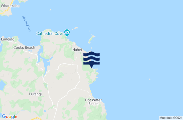 Mapa da tábua de marés em Orua Bay, New Zealand