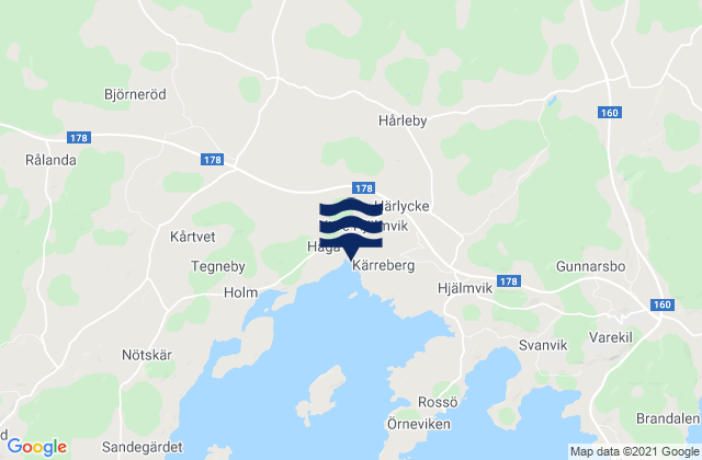 Mapa da tábua de marés em Orust, Sweden