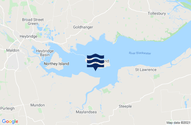 Mapa da tábua de marés em Osea Island, United Kingdom
