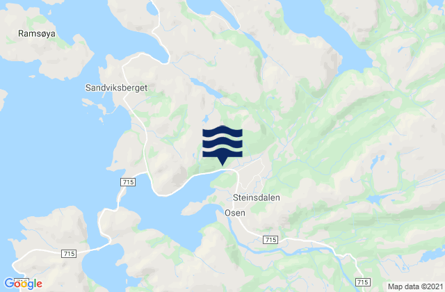 Mapa da tábua de marés em Osen, Norway
